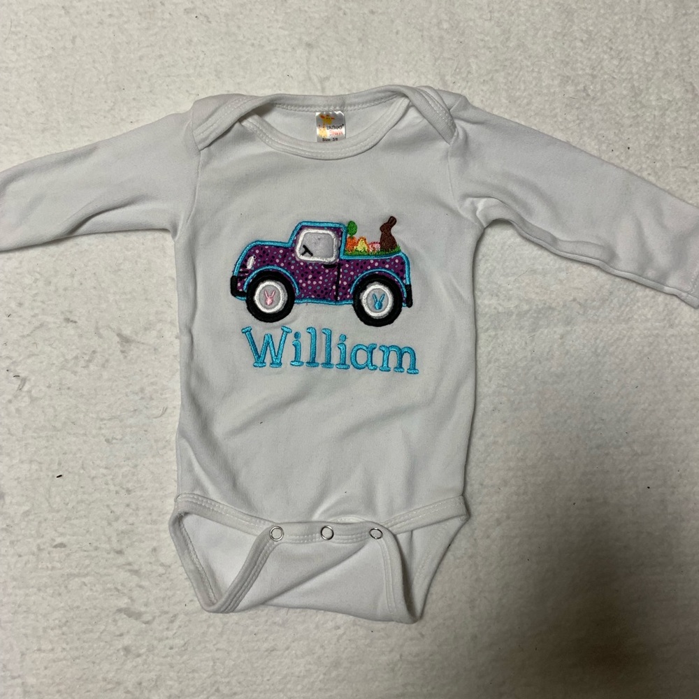 Monogrammed “William” onesie